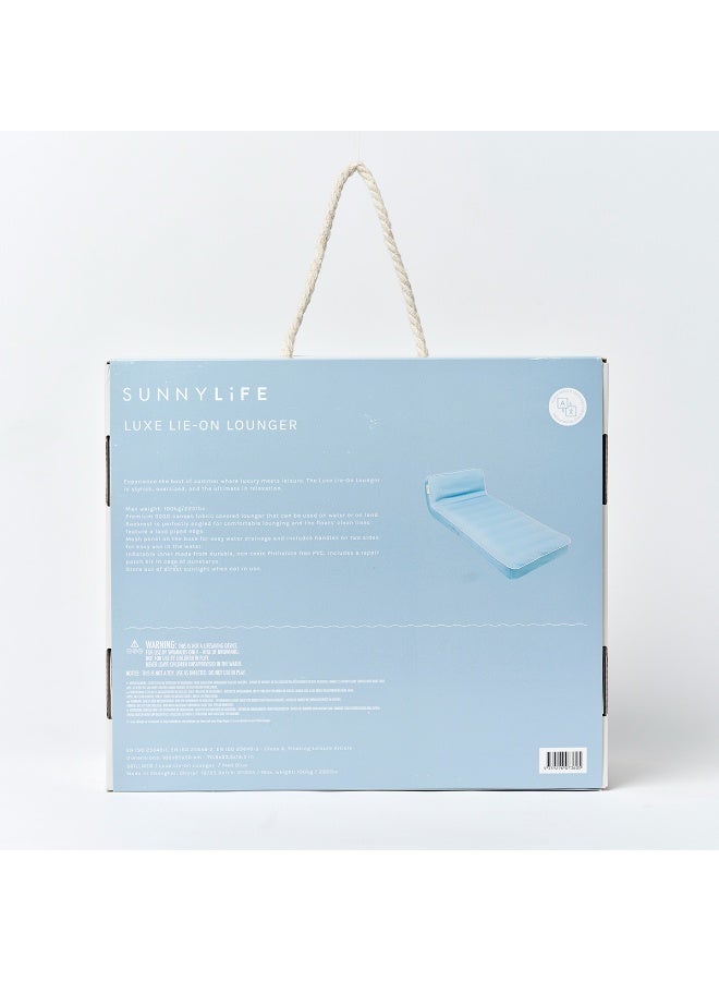 Sunnylife Luxe Lounger La Mer Med Blue – Large Inflatable Pool Lounger for Kids and Family Relaxation, Comfortable Floating Mattress, Stylish Summer Pool Float - Image 3